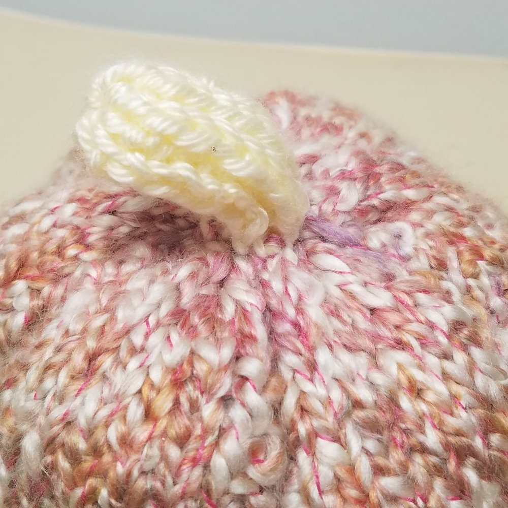 Handmade Knitted Fall Gourmet Ivory Mimosa Medium Pumpkin Décor - Picture 3 of 6